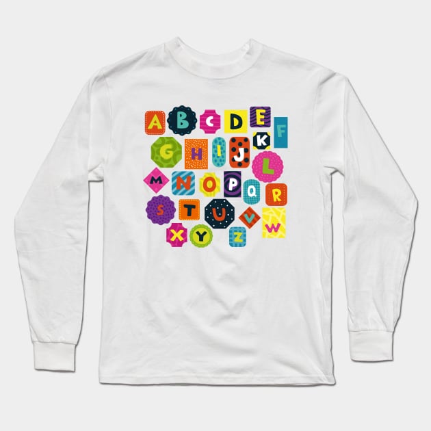 Alphabet For Kids Long Sleeve T-Shirt by Mako Design 